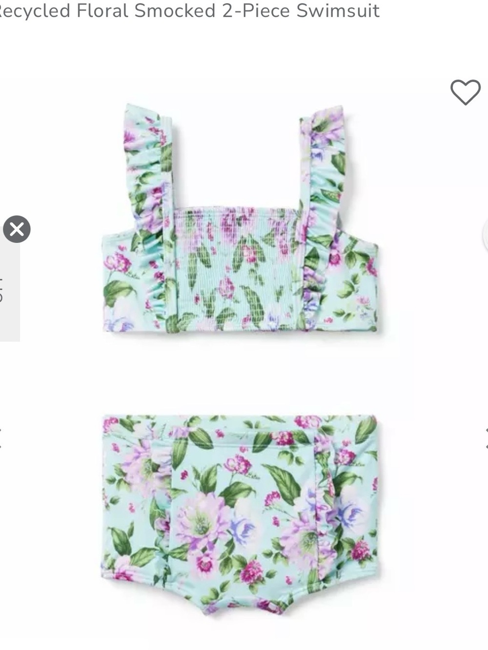 Janie and Jack Floral Smocked 2-Piece Swimsuit - 3T